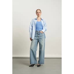 Thumbnail Quần jeans nữ PIERRE ống rộng dáng suông màu xanh wash KHÂU BY CQ 4