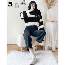 Thumbnail Quần jeans nữ Twentyfive ống rộng cạp cao tôn dáng cúc đôi 5275 2