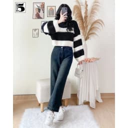 Thumbnail Quần jeans nữ Twentyfive ống rộng cạp cao tôn dáng cúc đôi 5275 3