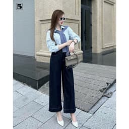 Thumbnail Quần jeans nữ Twentyfive ống suông dáng lửng, cạp cao tôn dáng vải dày mịn 5649 4