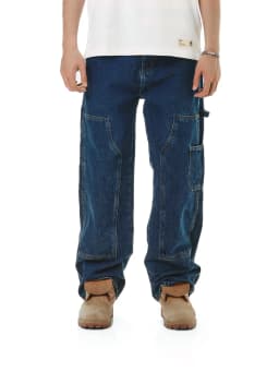 Thumbnail Quần Jeans ống suông SLY Double Knee Washed Blue 3