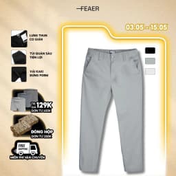 Thumbnail Quần Kaki Dài Chinos Lưng Chun, Chất Kaki Mềm, Co Giãn Thoải Mái, Trẻ Trung - FEAER 1