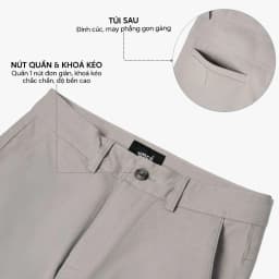 Thumbnail Quần kaki dài nam trơn 4MEN QK018 form slimfit ôm tôn dáng, vải mềm mại, co giãn tốt, trẻ trung 4