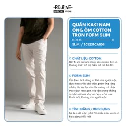 Thumbnail Quần Kaki Nam Ống Ôm Cotton Trơn Form Slim - Routine 10S23PCA008 2