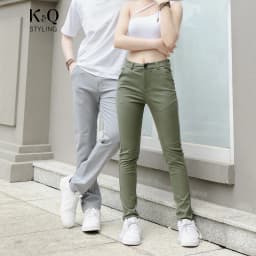 Thumbnail Quần kaki nữ KQ STYLING ống đứng ôm dáng co giãn 4 chiều mềm mịn Rêu Nhạt cao cấp 2