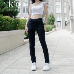 Thumbnail Quần kaki nữ KQ STYLING ống đứng ôm dáng co giãn 4 chiều mềm mịn Đen cao cấp 2