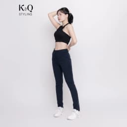 Thumbnail Quần kaki nữ KQ STYLING ống đứng ôm dáng co giãn 4 chiều mềm mịn Xanh Đen cao cấp 1