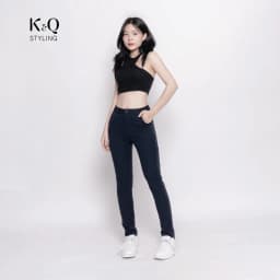 Thumbnail Quần kaki nữ KQ STYLING ống đứng ôm dáng co giãn 4 chiều mềm mịn Xanh Đen cao cấp 2