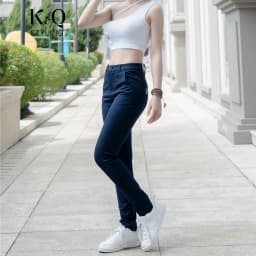 Thumbnail Quần kaki nữ KQ STYLING ống đứng ôm dáng co giãn 4 chiều mềm mịn Xanh Đen cao cấp 4