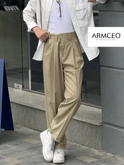 Thumbnail Quần kaki ống rộng cạp cao ARMCEO chất vải kaki Hàn thoáng mát cho cả Hè năng động -AD03 1