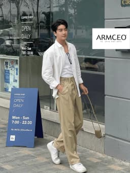 Thumbnail Quần kaki ống rộng cạp cao ARMCEO chất vải kaki Hàn thoáng mát cho cả Hè năng động -AD03 2