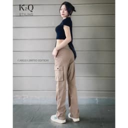 Thumbnail Quần kaki túi hộp nữ ống suông kiểu cargo KQSTYLING kaki co giãn mềm mịn form rộng vừa premium 3