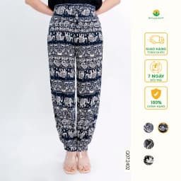 Thumbnail Quần lanh nữ dài thổ cẩm alibaba thời trang Việt Thắng - Q07.2402 1