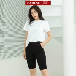 Thumbnail Quần legging đùi nữ cạp cao KAMONG Nâng Mông Cao Cấp có túi vải cotton dẻo co dãn tốt dáng ngắn LG004 2