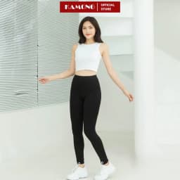 Thumbnail Quần legging nữ Nâng Mông Cao Cấp KAMONG cạp cao có túi vải cotton dẻo co dãn tốt dáng dài LG006 4