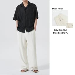 Thumbnail Quần linen nam BAETON ống rộng tôn dáng che khuyết điểm phong cách Hàn Quốc -D03 2