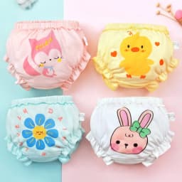 Thumbnail Quần lót LUCKY BIG CAT từ cotton mềm mại thoáng khí in họa tiết tùy chọn thời trang cho bé gái 1