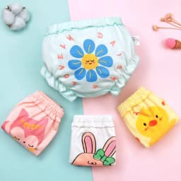 Thumbnail Quần lót LUCKY BIG CAT từ cotton mềm mại thoáng khí in họa tiết tùy chọn thời trang cho bé gái 2