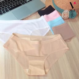 Thumbnail Quần lót nữ biết thở không đường may Vicci 209 kẻ caro thông hơi màu da 1
