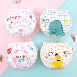 Thumbnail Quần lót tam giác LUCKY BIG CAT bằng cotton nguyên chất in nhiều họa tiết dễ thương phong cách Hàn Quốc cho bé 1