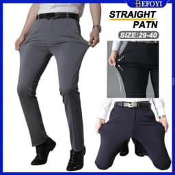 Thumbnail Quần Nam Công Sở Màu Đen Slocks Quần Co Giãn Co Giãn Quần Dài Quần Công Sở Cha Oversize ZYQ404 1
