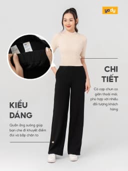 Thumbnail Quần nỉ nữ YODY dáng suông basic sọc tăm tôn dáng dễ mặc TRA - QNN7006 2
