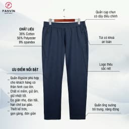 Thumbnail Quần Nỉ Xốp Nam Big Size Ống Suông Fasvin DT24203.HN Từ 80 Đến 120kg Vải Nỉ Mềm Mại Có Độ Dày Vừa Phải 2