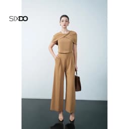 Thumbnail Quần nữ nâu công sở SIXDO (Light Brown Silk Loose Pants) 4