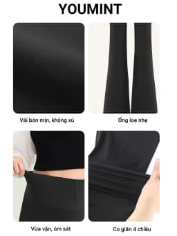 Thumbnail Quần ống loe nữ cạp cao YOUMINT - Nâng mông siết eo, vải su đúc co giãn 4 chiều 3