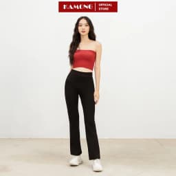 Thumbnail Quần ống loe nữ KAMONG cạp cao thun co dãn dáng dài công sở ống bass Q011 3