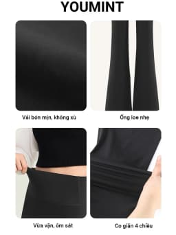 Thumbnail Quần ống loe nữ YOUMINT cạp cao siết eo, quần suông nữ dáng dài thon gọn đùi, vải mềm mịn tôn dáng 4