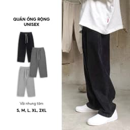 Thumbnail Quần ống rộng unisex chất vải nhung tăm mềm mịn co giãn thoải mái thương hiệu ELNIDO 2