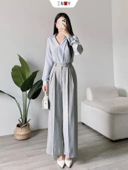 Thumbnail Quần Ống Rộng Xếp Ly Lưng Cao ENVY QK52 1