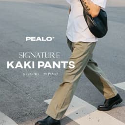 Thumbnail Quần ống suông nam PEALO vải kaki nhung casual pants trơn basic chất liệu mới Loose Pants phong cách Minimalism 2