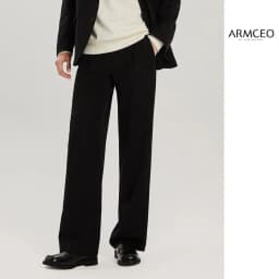 Thumbnail Quần ống suông rộng sidetab ARMCEO đen trơn tôn dáng che khuyết điểm siêu tốt chất liệu cotton spandex - AD01 Trơn 1