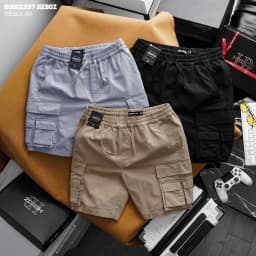 Thumbnail Quần short cargo kaki Heboz 3M, quần đùi nam túi hộp lưng thun - 00002297 1