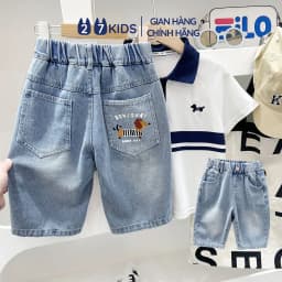 Thumbnail Quần short jean bé trai 27Kids KACADY Quần đùi bò mềm lưng chun nam cho trẻ từ 5-14 tuổi BSJE4 1