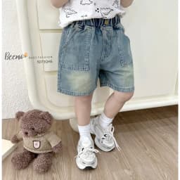 Thumbnail Quần short jean Beemo phối túi vải jean cho bé trai mặc đi chơi, đi học từ 9-24kg 5073QHB 1