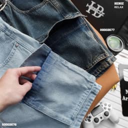 Thumbnail Quần short jean nam Heboz cargo S020, quần đùi nam denim cao cấp - 00002676 1