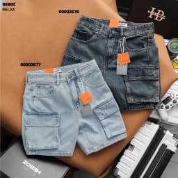 Thumbnail Quần short jean nam Heboz cargo S020, quần đùi nam denim cao cấp - 00002676 3