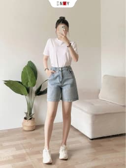 Thumbnail Quần Short Jean Ngố Nữ Ống Rộng Lưng Cao ENVY JS56, Quần Jean Đùi Nữ 1