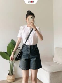 Thumbnail Quần Short Jean Ngố Nữ Ống Rộng Lưng Cao ENVY JS56, Quần Jean Đùi Nữ 4