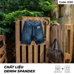 Thumbnail Quần Short Jeans Nam Xanh Wash Sáng S130 Denim Spandex Co Giãn Just Men Thời Trang Nam 2