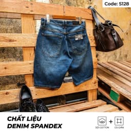 Thumbnail Quần Short Jeans Nam Xanh Wash Sáng S128 Denim Spandex Co Giãn Just Men Thời Trang Nam 2