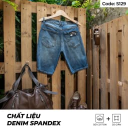 Thumbnail Quần Short Jeans Nam Xanh Wash Sáng S129 Denim Spandex Co Giãn Just Men Thời Trang Nam 2