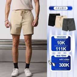 Thumbnail Quần Short Kaki Basic AKUBA Vải Kaki Lưng Chun cạp khuy trẻ trung | 01HE0926 1