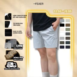 Thumbnail Quần Short Kaki Basic Sleek Vải Kaki Cá Sấu Lưng Chun, Co Giãn Thoải Mái, Trẻ Trung - FEAER 1