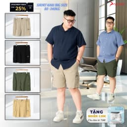 Thumbnail Quần Short Kaki Big Size Nam 80-140kg AKYOO Vải Cotton Co Giãn, Thoải Mái_ KAKI TUI HOP 2
