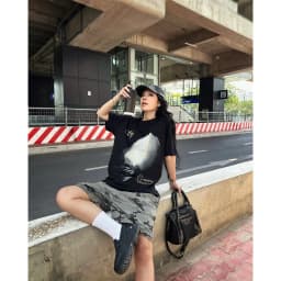 Thumbnail Quần Short Kaki SLY Skater Black / Camo Grey 4