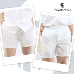 Thumbnail Quần short LINEN POLOMANOR chất đũi cao cấp, mềm mại, lưng thun, thoải mái thanh lịch 3